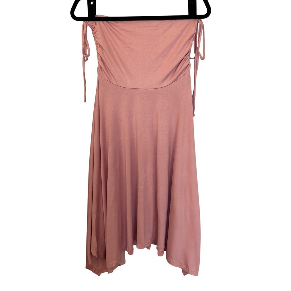FP Beach Pink Strapless Gathered Midi Dress Women's Size Small S Viscose Blend